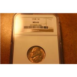 1938 JEFFERSON NICKEL NGC MS65