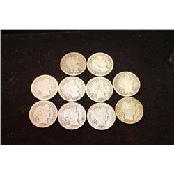 10 ASSORTED BARBER DIMES