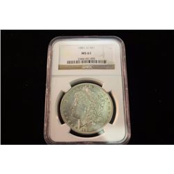 1881-O MORGAN SILVER DOLLAR NGC MS61