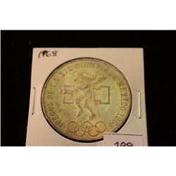 1968 MEXICO SILVER 25 PESOS OLYMPIC .5208 OZ. ASW