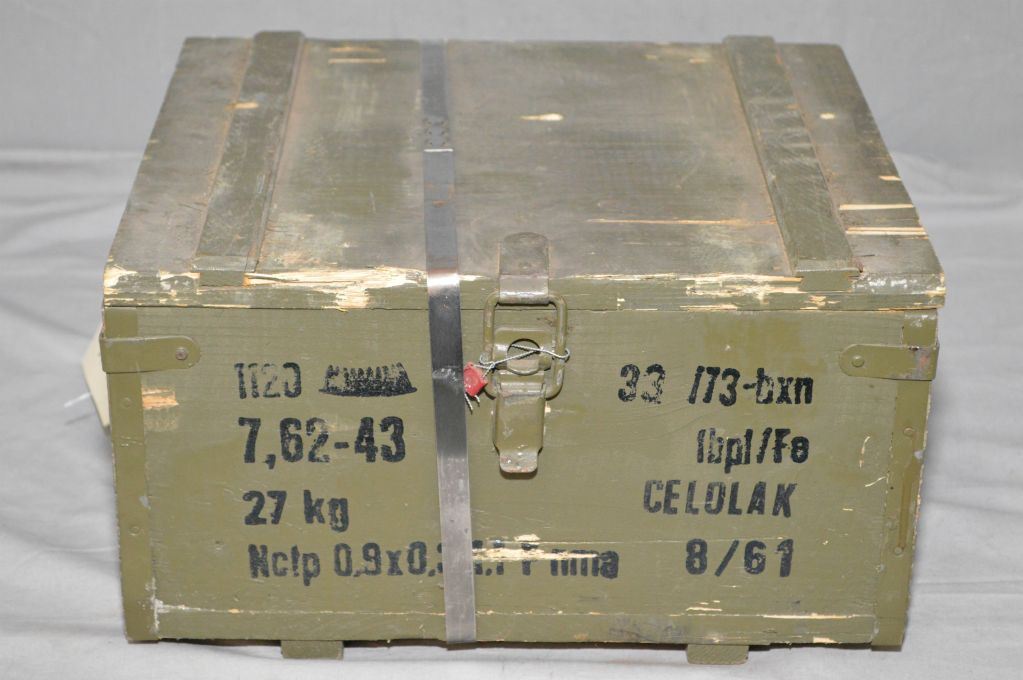 Green Wooden Military Case Lot 7.62 x 45 Ammo ( Marked 7.62 x 45 )