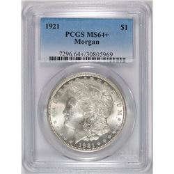 1921 MORGAN SILVER DOLLAR, PCGS MS-64+
