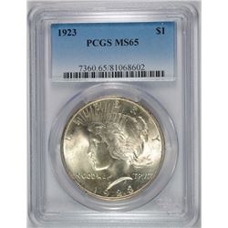 1923 PEACE SILVER DOLLAR, PCGS MS-65