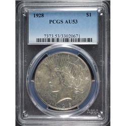 1928 PEACE DOLLAR PCGS AU 53  KEY DATE!