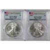 Image 1 : ( 2 ) 2003 AMERICAN SILVER EAGLES, PCGS MS-69 FIRST STRIKE
