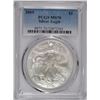 Image 1 : 2005 AMERICAN SILVER EAGLE, PCGS MS-70  PCGS PRICE GUIDE=$300.00