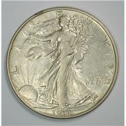 1938-D WALKING LIBERTY HALF XF/AU  KEY DATE COIN!