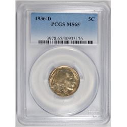 1936-D BUFFALO NICKEL PCGS MS-65