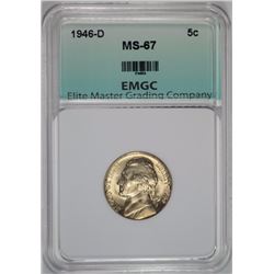 1946-D JEFFERSON NICKEL EMGC SUPERB GEM BU