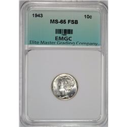 1943 MERCURY DIME EMGC GEM BU FULL SPLIT BANDS