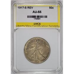 1917-S REV WALKING LIBERTY HALF DOLLAR LVCS AU / BU
