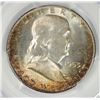 Image 2 : 1953-D FRANKLIN HALF DOLLAR, PCGS MS-66 RARE! FABULOUS TONING