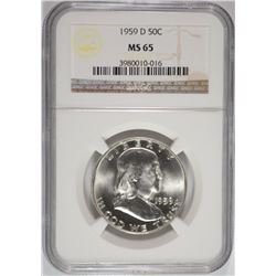 1959-D FRANKLIN HALF DOLLAR NGC MS65