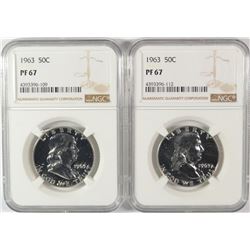 ( 2 ) 1963 FRANKLIN HALF DOLLAR, NGC  PF-67
