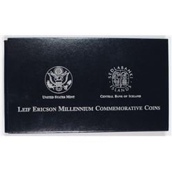 2000 LEIF ERICSON TWO COIN PROOF SET IN ORIGINAL BOX WITH CERTIFICATE