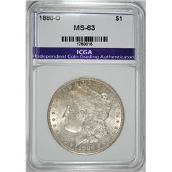 1880-O MORGAN SILVER DOLLAR, ICGA CHOICE BU