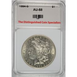 1884-S MORGAN SILVER DOLLAR, TDCS AU/BU