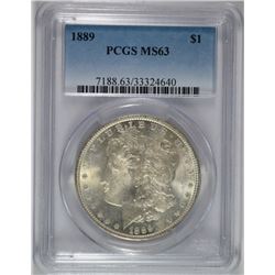 1889 MORGAN SILVER DOLLAR, PCGS MS-63