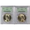 Image 1 : 2 - 1922 PEACE SILVER DOLLARS, PCGS MS64 OLD GREEN HOLDERS!