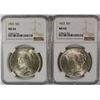 Image 1 : 2 - 1923 PEACE SILVER DOLLARS NGC MS64