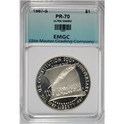 1987-S $1 CONSTITUTION BICENTENNIAL EMGC PERFECT GEM PROOF - ULTRA CAMEO