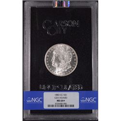 1883-CC GSA MORGAN SILVER DOLLAR, NGC BANDED MS-64+ WITH ORIGINAL BOX