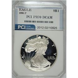 1996-P AMERICAN SILVER EAGLE PCI GRADED PERFECT PROOF DCAM
