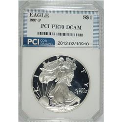 1997-P AMERICAN SILVER EAGLE PCI GRADED PERFECT PROOF DCAM