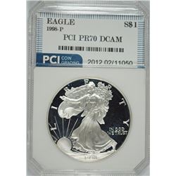 1998-P AMERICAN SILVER EAGLE PCI GRADED PERFECT PROOF DCAM