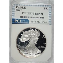 2000-P AMERICAN SILVER EAGLE PCI GRADED PERFECT PROOF DCAM