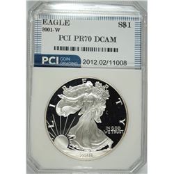 2001-W AMERICAN SILVER EAGLE PCI GRADED PERFECT PROOF DCAM
