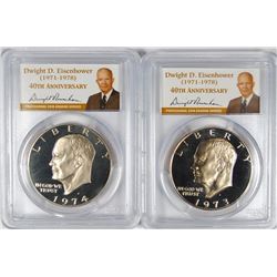 2 COINS: 1974-S & 1973-S EISENHOWER DOLLARS PCGS PROOF 69 DCAM CLAD