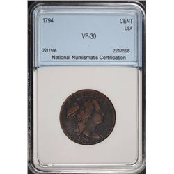 1794 LARGE CENT (HEAD OF 1794) NNC VF