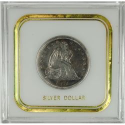 1847 SEATED LIBERTY DOLLAR TONED BU in De-Lux Holder