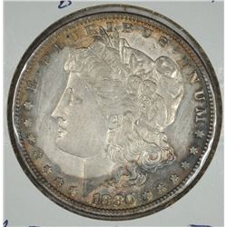1880-O MORGAN SILVER DOLLAR, BETTER DATE, ATTRACTIVE TONE