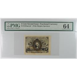1863 FRACTIONAL CURRENCY FIVE CENTS 2ND ISSUE PMG 64 WIDE MARGIN SPECIMEN FRONT