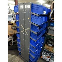 Parts Cabinet & Bins - Double Sided on Castors