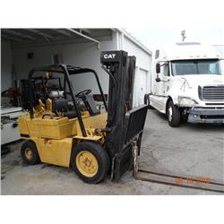 Cat V500 5KLb. Capacity Air Tire LP Forklift w/Sideshift & Triple Mast. Nds. Engine Rebuild S/N 3EC3