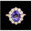 Image 2 : 14KT Rose Gold 3.30 ctw Tanzanite and Diamond Ring