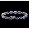 Image 2 : 32.64 ctw Blue Sapphire and Diamond Bracelet - 14KT White Gold