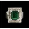 Image 2 : 14KT White Gold 3.02 ctw Emerald and Diamond Ring