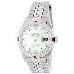 Rolex Stainless Steel 1.00 ctw Diamond and Ruby DateJust Men's Watch
