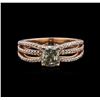 Image 2 : 14KT Rose Gold 1.71 ctw Fancy Green Diamond Ring