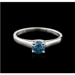 14KT White Gold 0.47 ctw Round Cut Fancy Blue Diamond Solitaire Ring