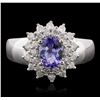 Image 2 : 14KT White Gold 0.83 ctw Tanzanite and Diamond Ring
