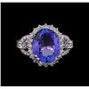 Image 2 : 5.75 ctw Tanzanite and Diamond Ring - 14KT White Gold