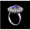 Image 4 : 4.21 ctw Tanzanite and Diamond Ring - 14KT White Gold
