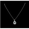 Image 2 : 3.7 ctw Aquamarine and Diamond Pendant With Chain - 14KT White Gold