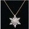 Image 4 : 0.75 ctw Diamond Snowflake Pendant With Chain - 14KT Yellow Gold