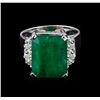 Image 2 : 10.20 ctw Emerald and Diamond Ring - 14KT White Gold